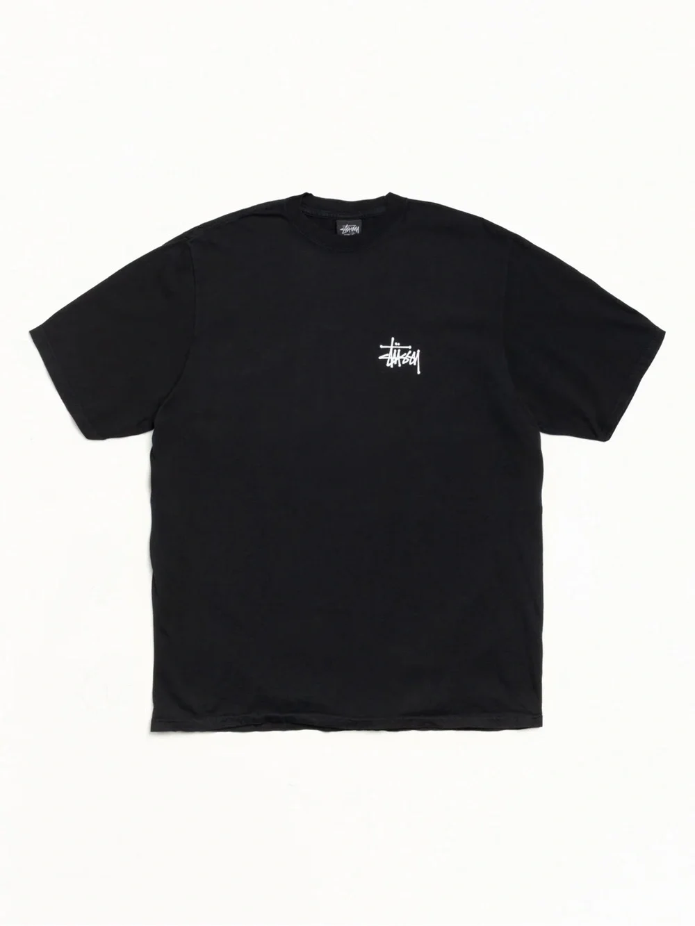 Stüssy Black Graphic Tee Worn Logo Vintage Style - Picture 1 of 2